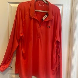 NWT Under Armor men's long sleeve shirt Size 3XL. Orange color.
